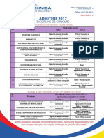 Discipline Concurs Admitere 2017 UPB