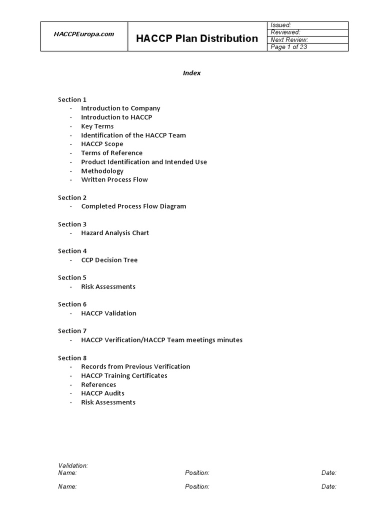 HACCP_Plan_Distribution_Cold_Chain 2018.pdf Hazard Analysis And