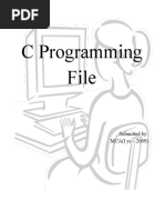 C Programming File: Submitted By: MCA (I Yr - 2009)