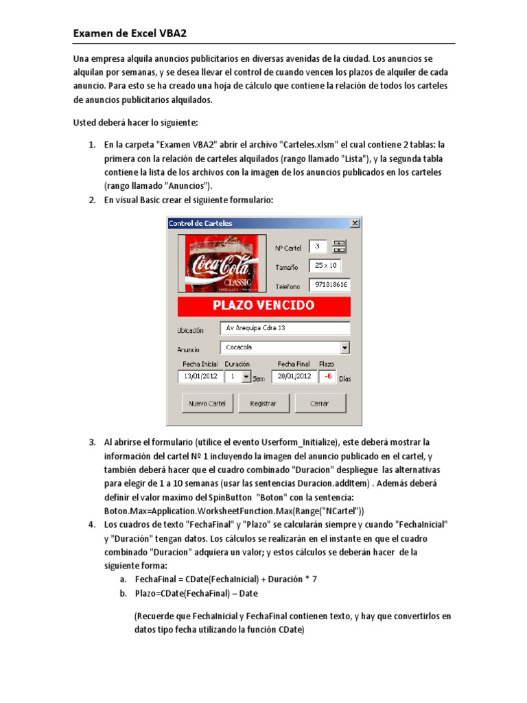 Examen de Excel VBA2 | PDF | Microsoft Excel | Hoja de cálculo