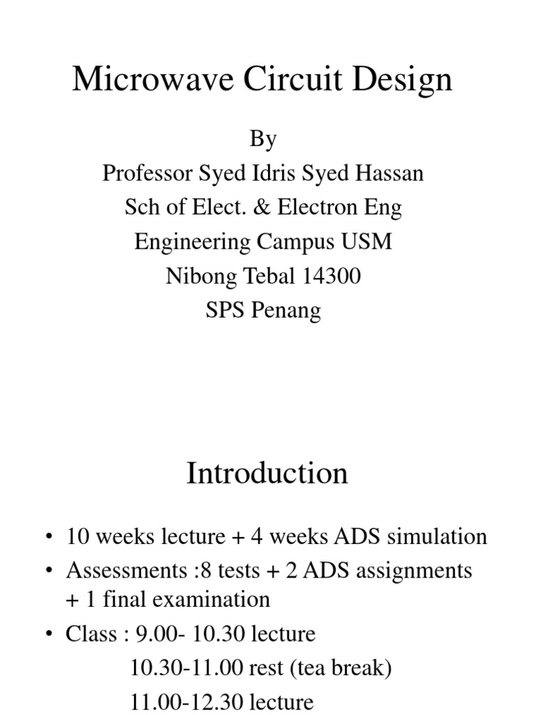 Microwave Circuit Design PDF Oscillation Electronics