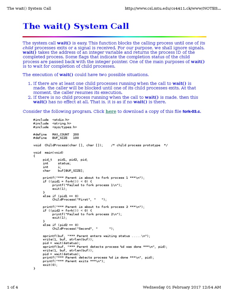 Wait System Call PDF Software Engineering Areas Of Computer Science