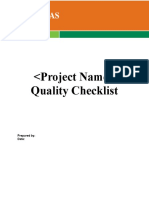 Quality Checklist: Prepared By: Date