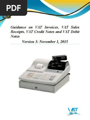 2015 11 01 VAT Guidance on Invoices Sales Receipts Credit Notes and Debit Notes