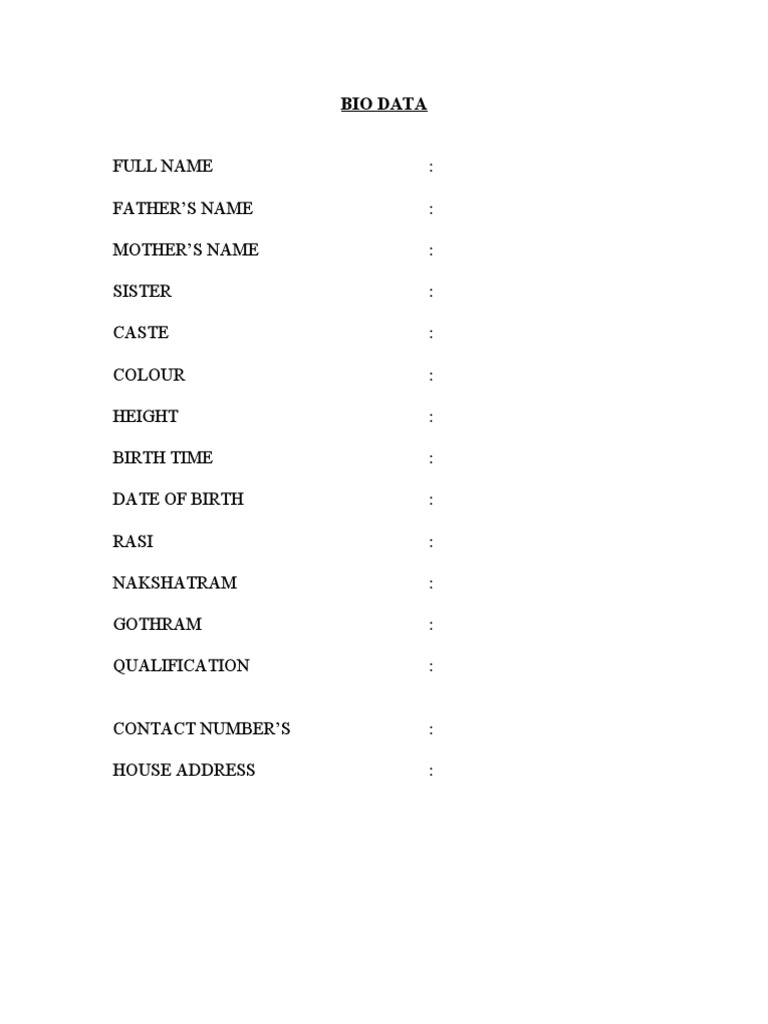 Astrology Biodata Template | PDF