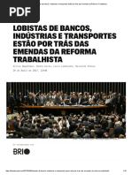Lobistas de Bancos, Indústrias e Transportes Estão Por Trás Das Emendas Da Reforma Trabalhista