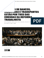 Lobistas de Bancos, Indústrias e Transportes Estão Por Trás Das Emendas Da Reforma Trabalhista