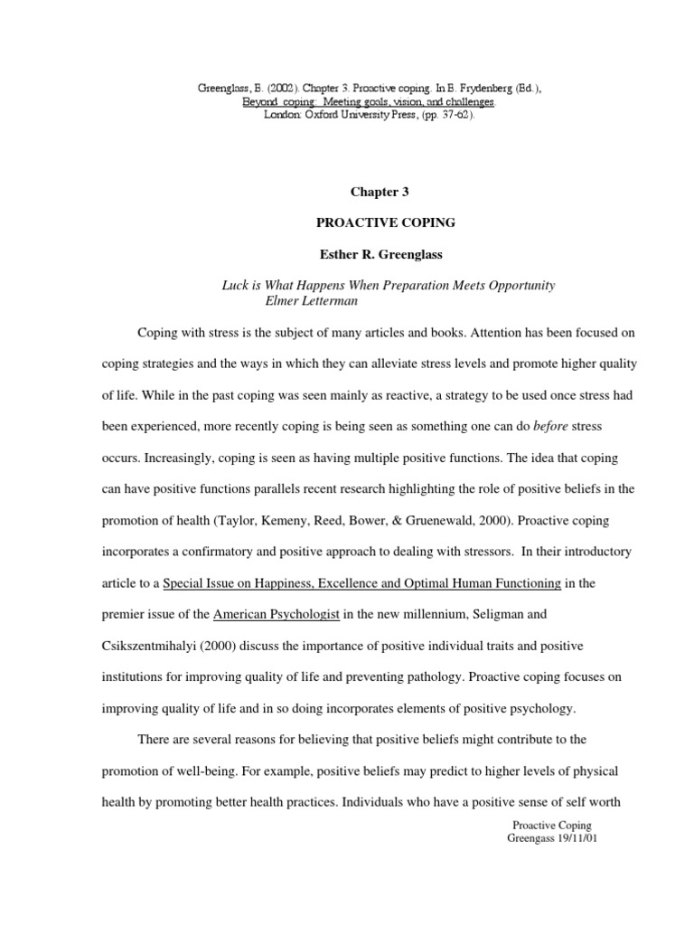 Proactive Coping Strategies Explained | PDF | Coping (Psychology ...