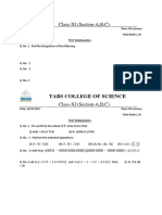 Tabs College of Science: Class-XI (Section-A, B, C)