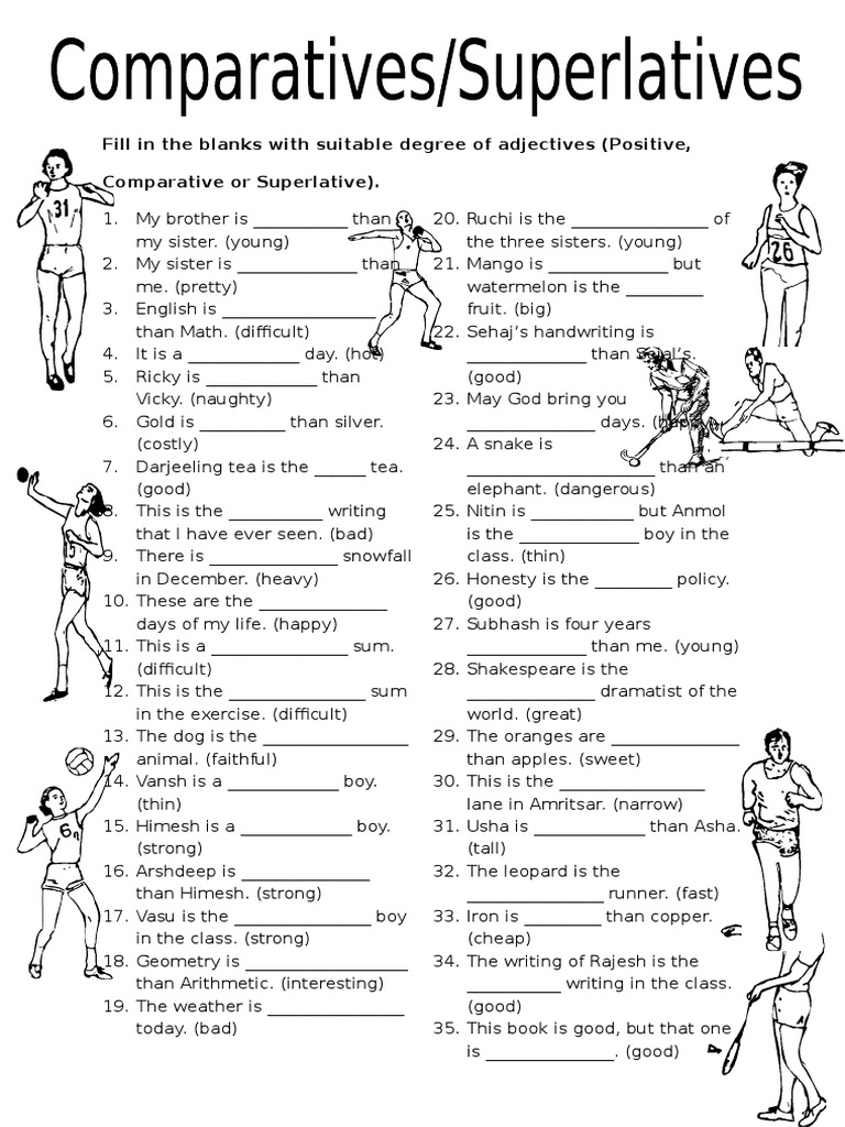 Degree Of Adjectives Worksheets For Grade 3 Pdf Regular Adjectives
