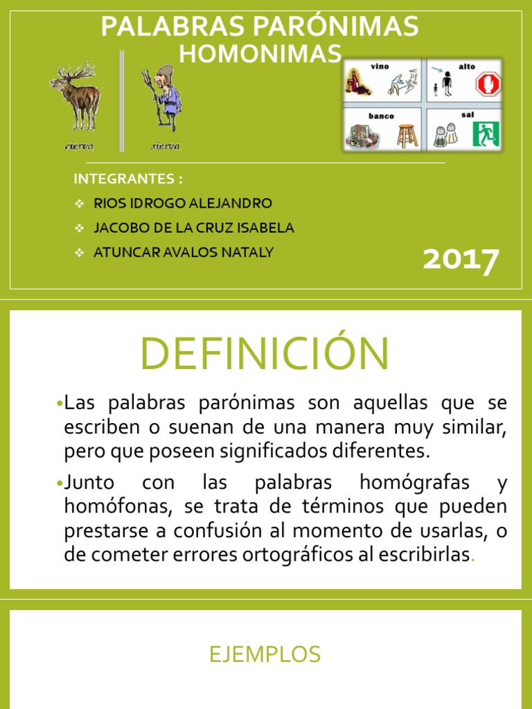 Definición y Ejemplos de Parónimos | PDF | Estudios de idiomas extranjeros