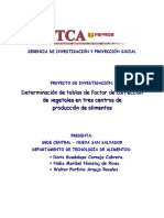 Determinación de Tablas de Factor de Corrección de Vegetales en Tres Centros de Producción de Alimentos