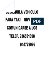 Se Alquila Vehiculo Para Taxi Gnv