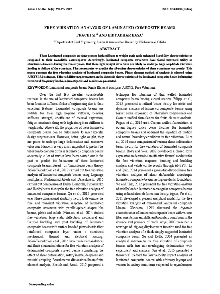 Free Vibration Analysis of Composite Beams | PDF | Beam (Structure ...
