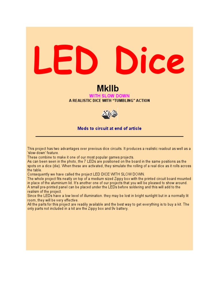 LED Dice with Slow Down A Realistic Electronic Dice Project Featuring