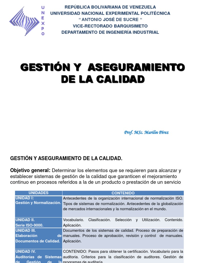 Gestión y Aseguramiento de Calidad | PDF | Calidad (comercial ...