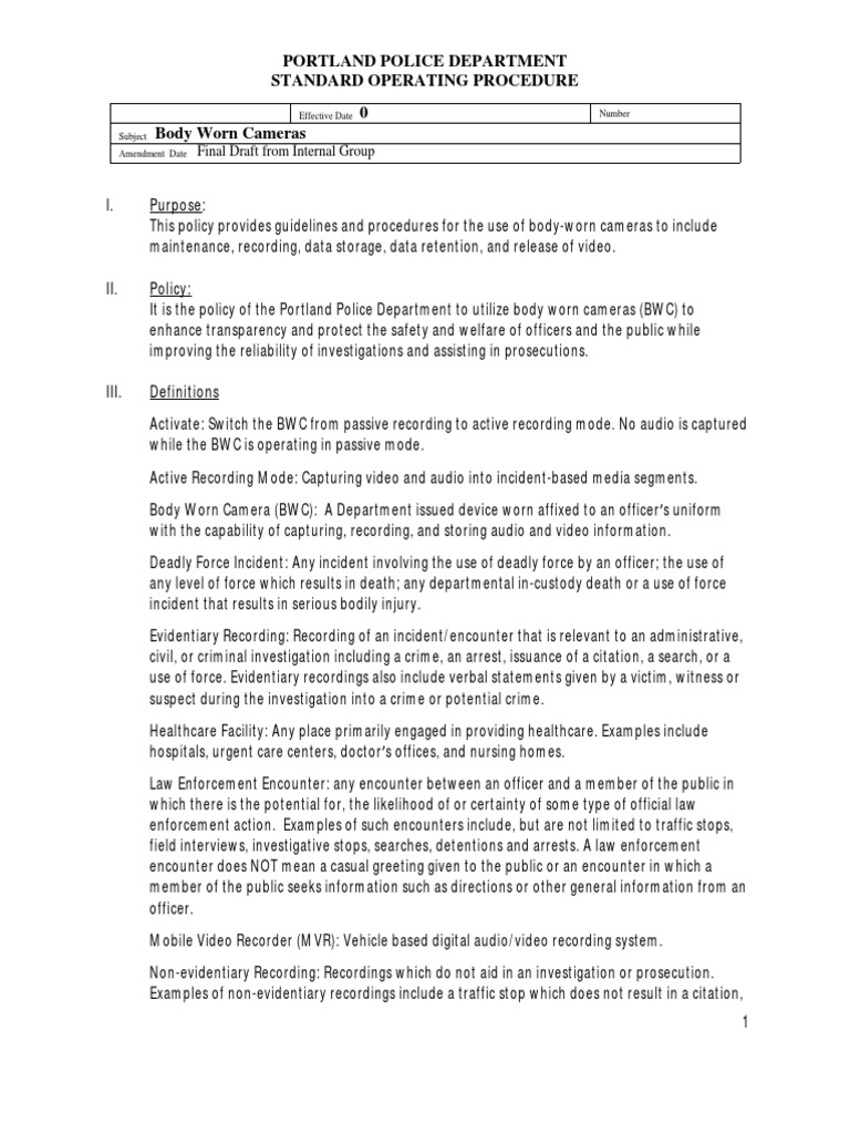 Body-Worn Camera SOP for Officers | PDF | Police Officer | Police