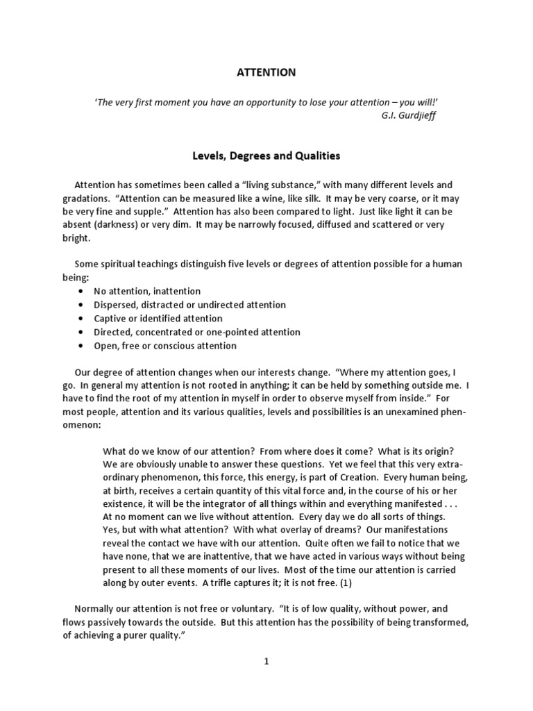 Understanding Levels of Attention | PDF | Consciousness | Attention