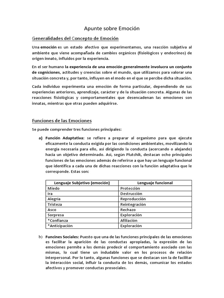 Funciones y Tipos de Emociones | PDF | Las emociones | Comportamiento