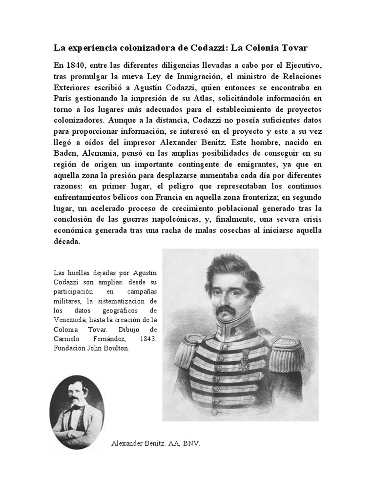 La Fundación de La Colonia Tovar | PDF | Venezuela | Colonización ...