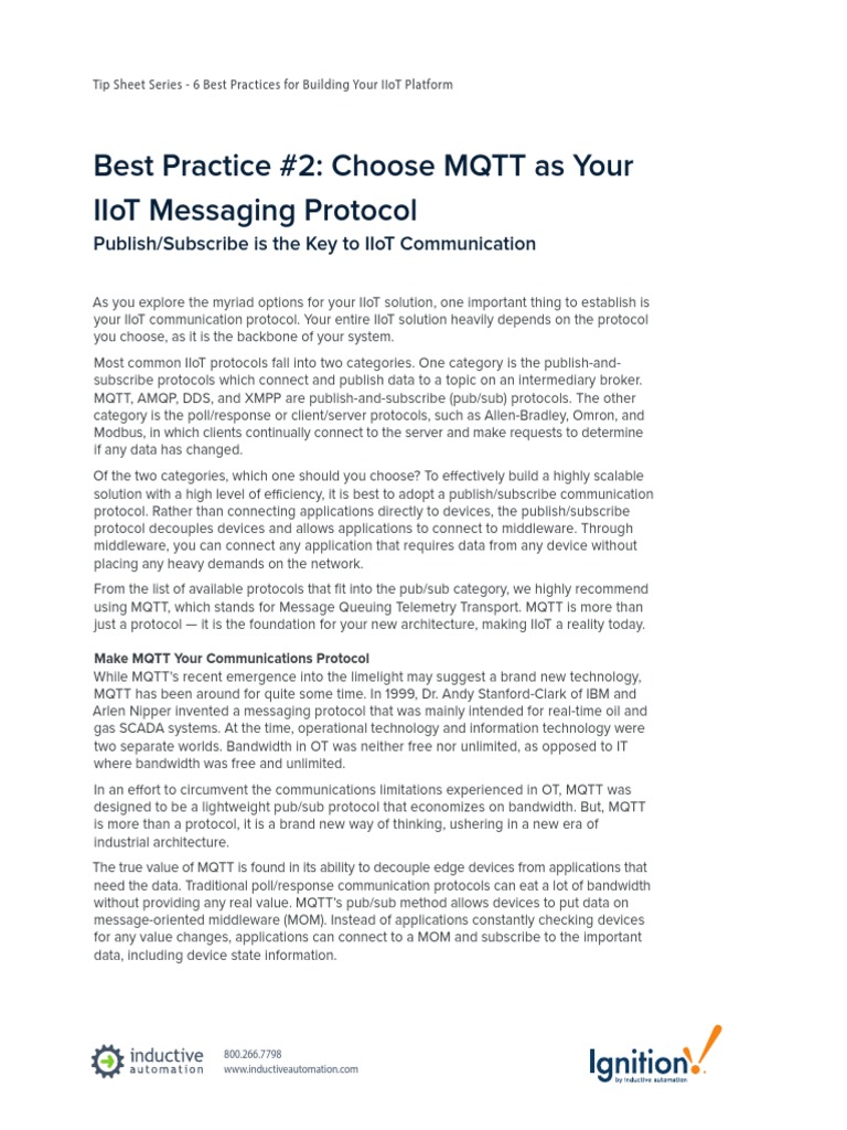 MQTT Best Practices for IIoT Solutions | PDF | Internet Of Things ...
