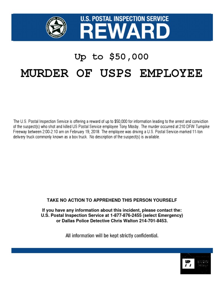 Reward for Info on USPS Employee Murder | PDF | Politics | Social Science