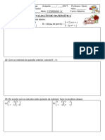 Avaliação de Matematica 1º Periodo