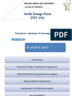 Sterile Dosage Form (PHT 434) : DR Shahid Jamil