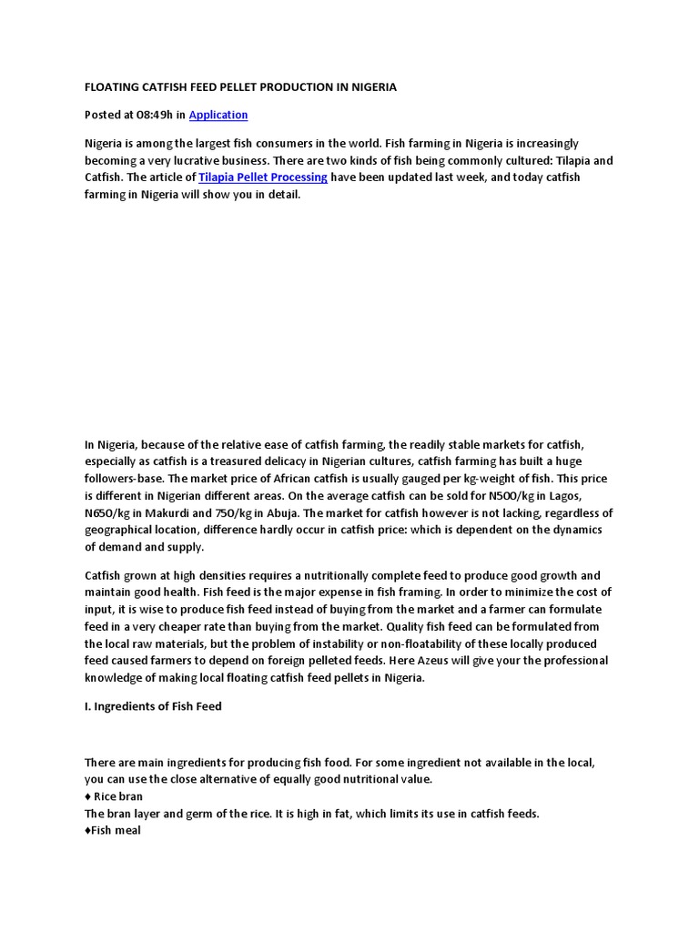 Fish Feed Production PDF Animal Feed Extrusion