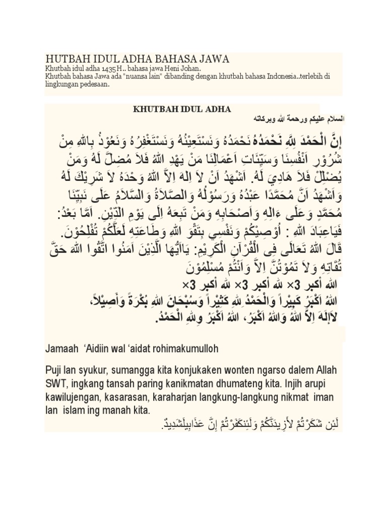 Khutbah Jumat Bahasa Jawa Nu Jatim