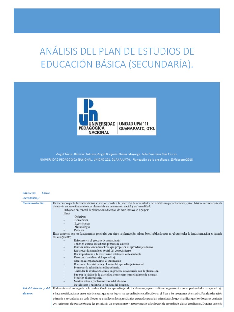Analisis de Plan de Estudios Básica Secundaria | PDF | Educación ...