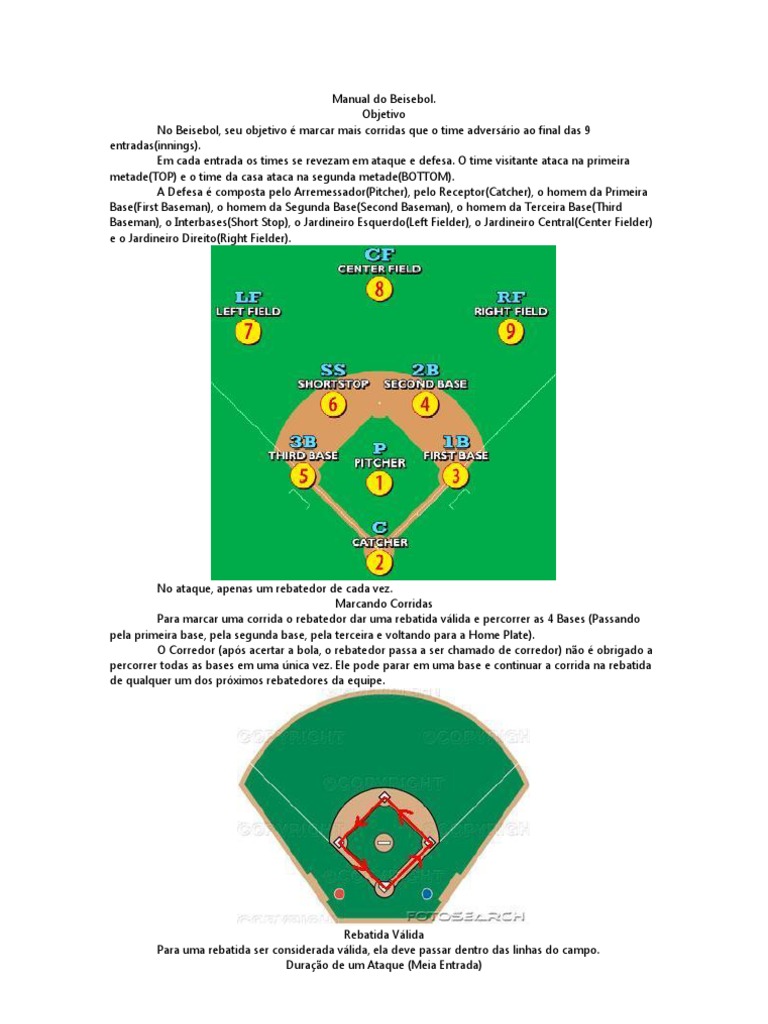 Fundamentos e Regras do Beisebol | PDF | Entrada (beisebol) | Campo de ...
