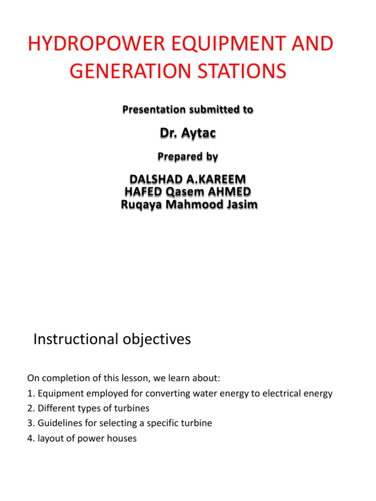 Hydropower Equipment Overview | PDF | Turbine | Power Station