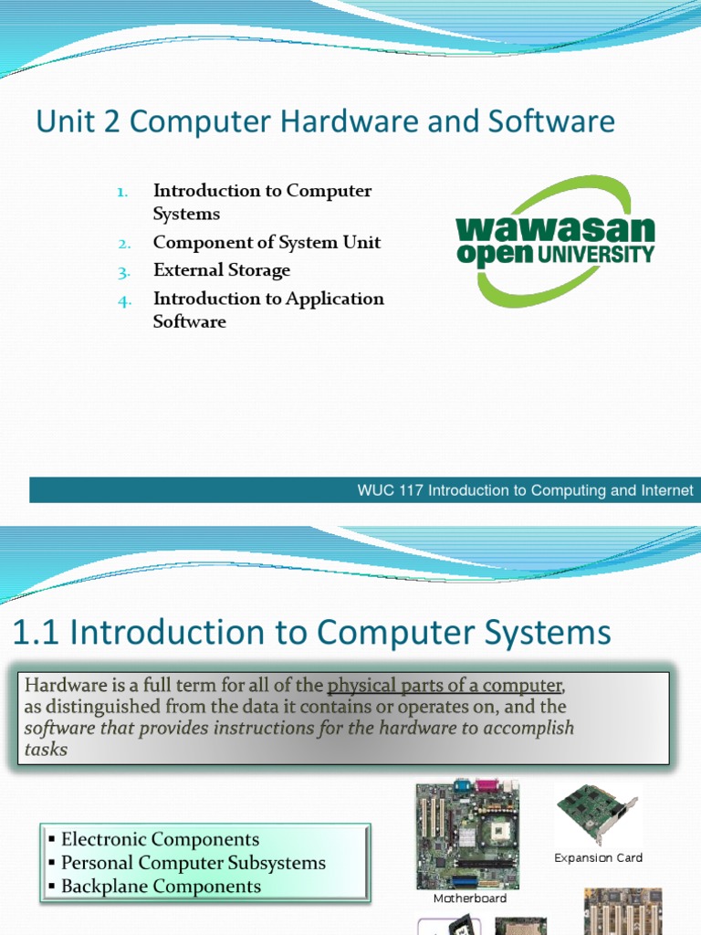 Unit 2 Computer Hardware and Software | PDF | Central Processing Unit ...