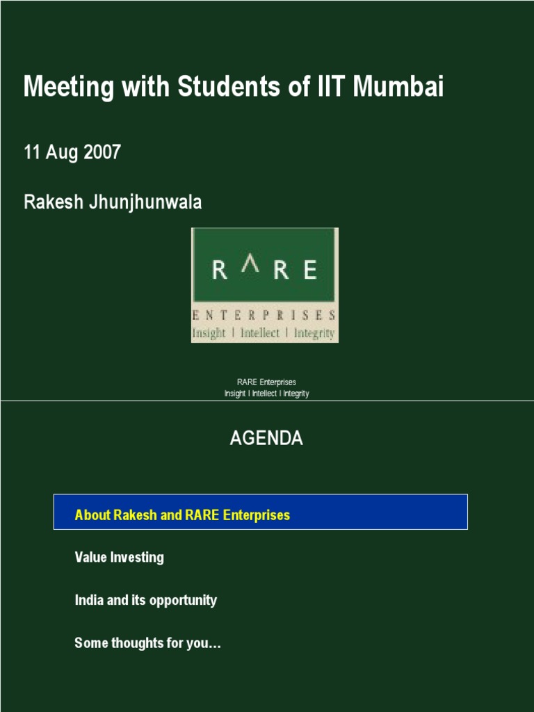 Rakesh Jhunjhunwala PDF PDF Economic Growth Interest