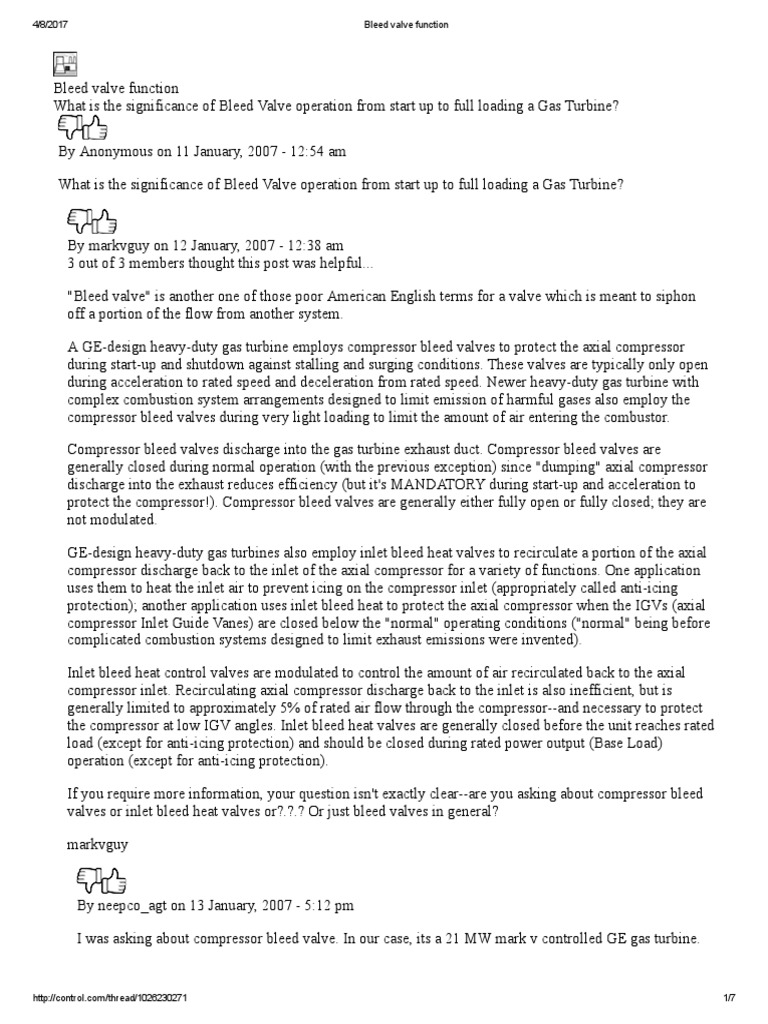 Bleed Valve Function PDF Gas Turbine Turbine