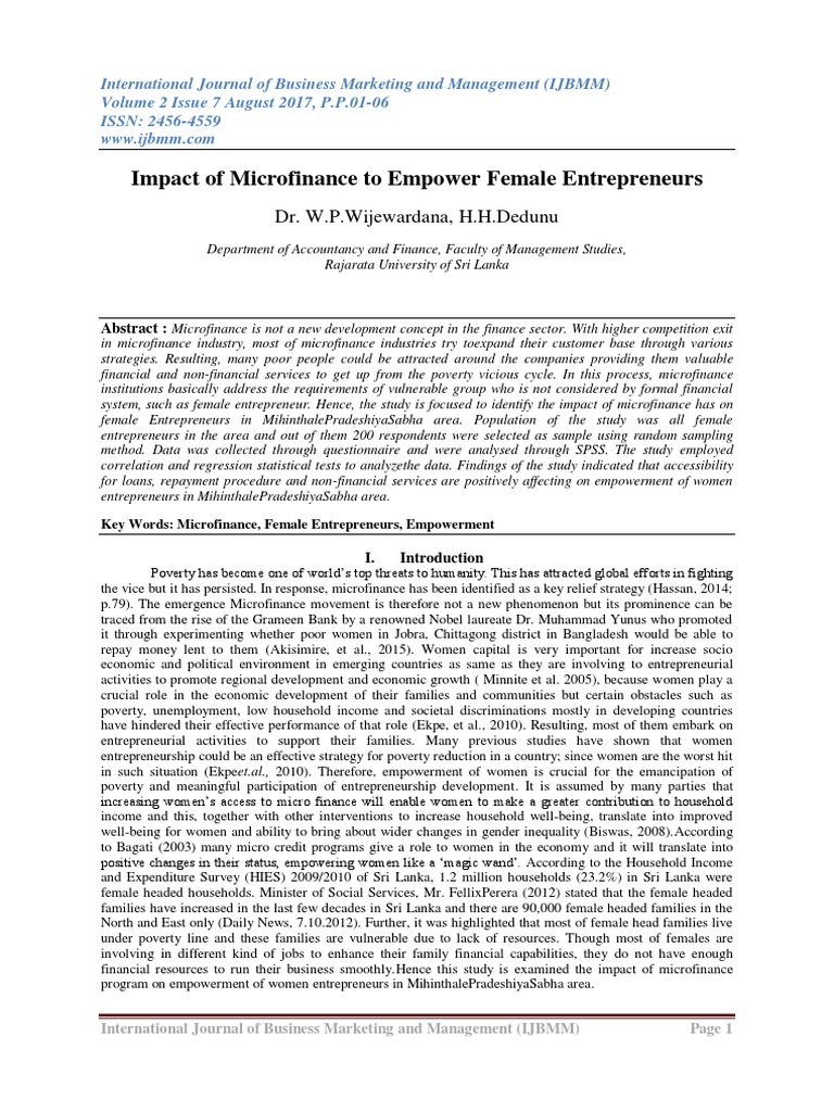 Microfinance's Role in Women's Empowerment | PDF | Microfinance ...