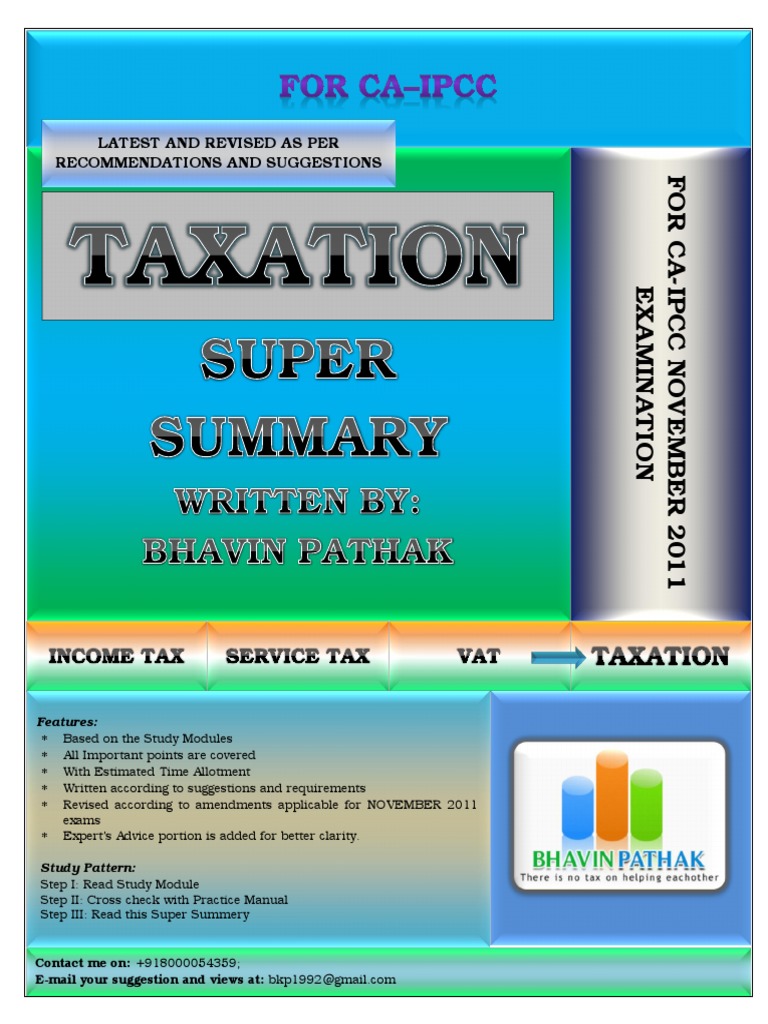 Revision Summary of Tax Book Free PDF PDF Depreciation Tax Deduction