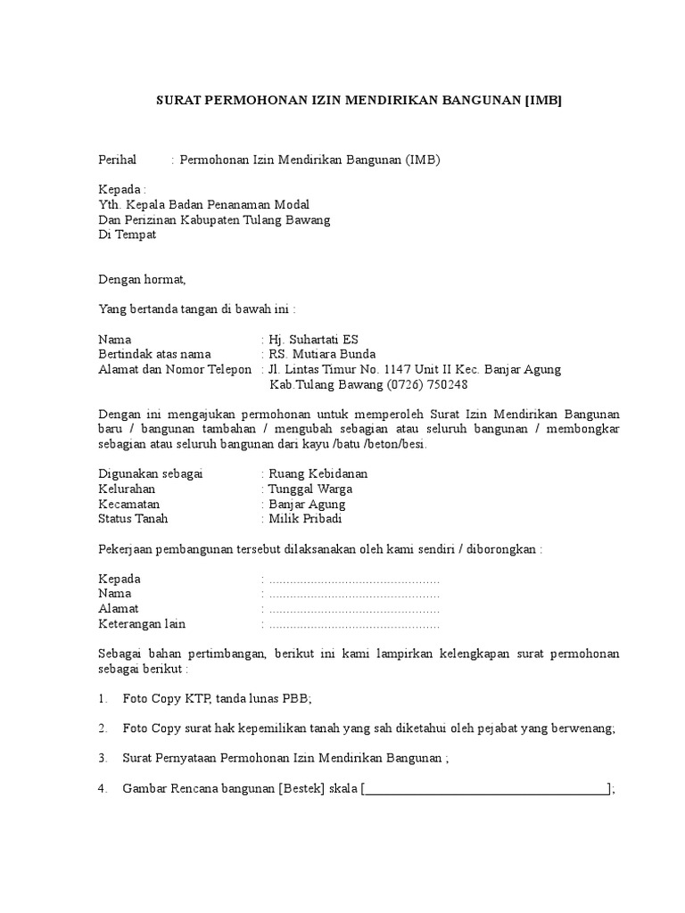Surat Permohonan Imb