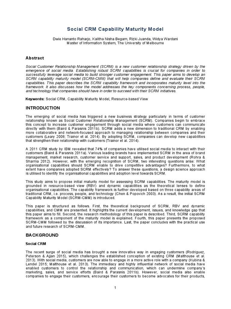 SCRM Capability Maturity Model Overview | PDF | Customer Relationship ...