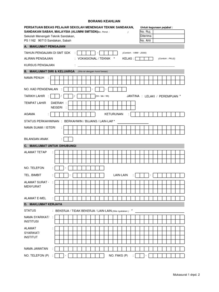 Borang Keahlian Alumni  PDF