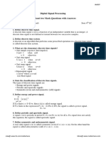 Digital Signal Processing Important Two Mark Questions With Answers