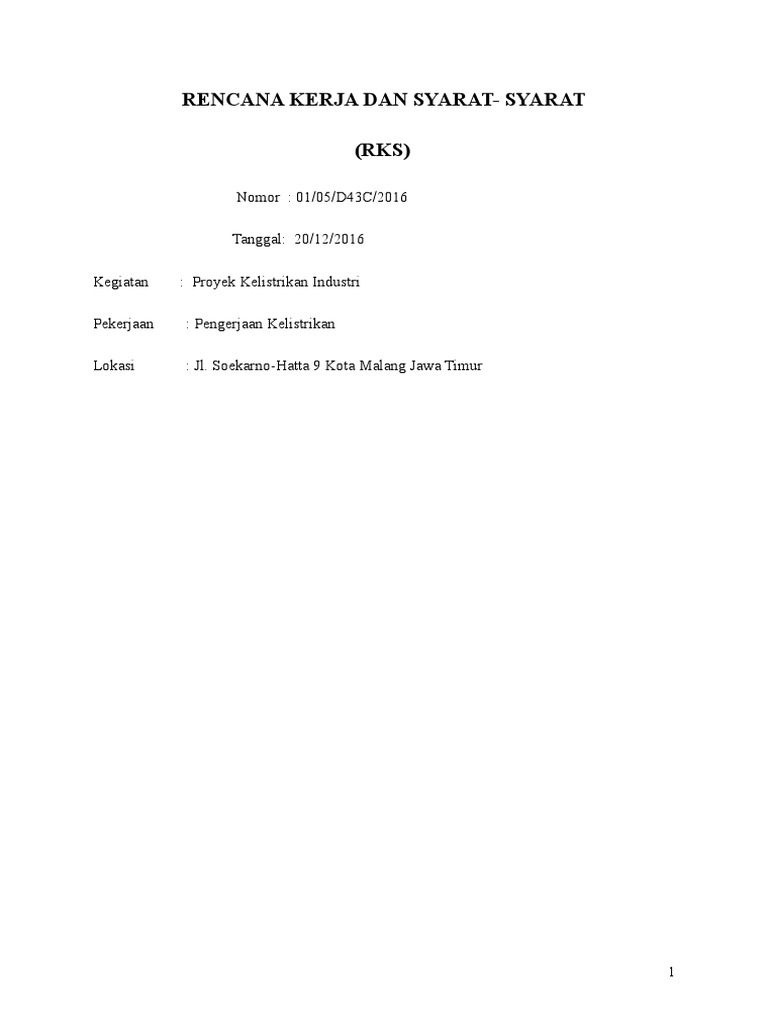 RKS Proyek | PDF | Pengelolaan Keuangan & Uang