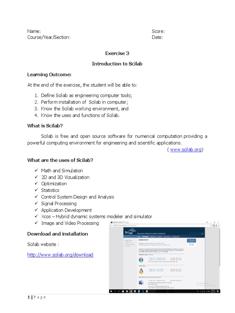 Exercise 3 - Introduction To Scilab | PDF | 64 Bit Computing | Digital ...