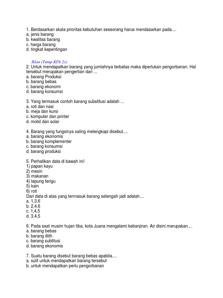 Soal Kelangkaan Pdf