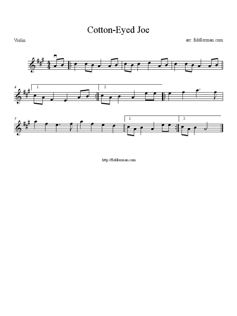 Cotton Eyed Joe PDF PDF