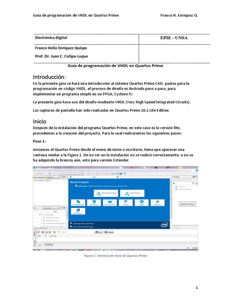 Programación VHDL en Quartus Prime | PDF | Vhdl | Informática