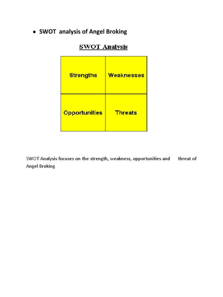 SWOT Analysis of Angel Broking Insights | PDF | Investing | Investor