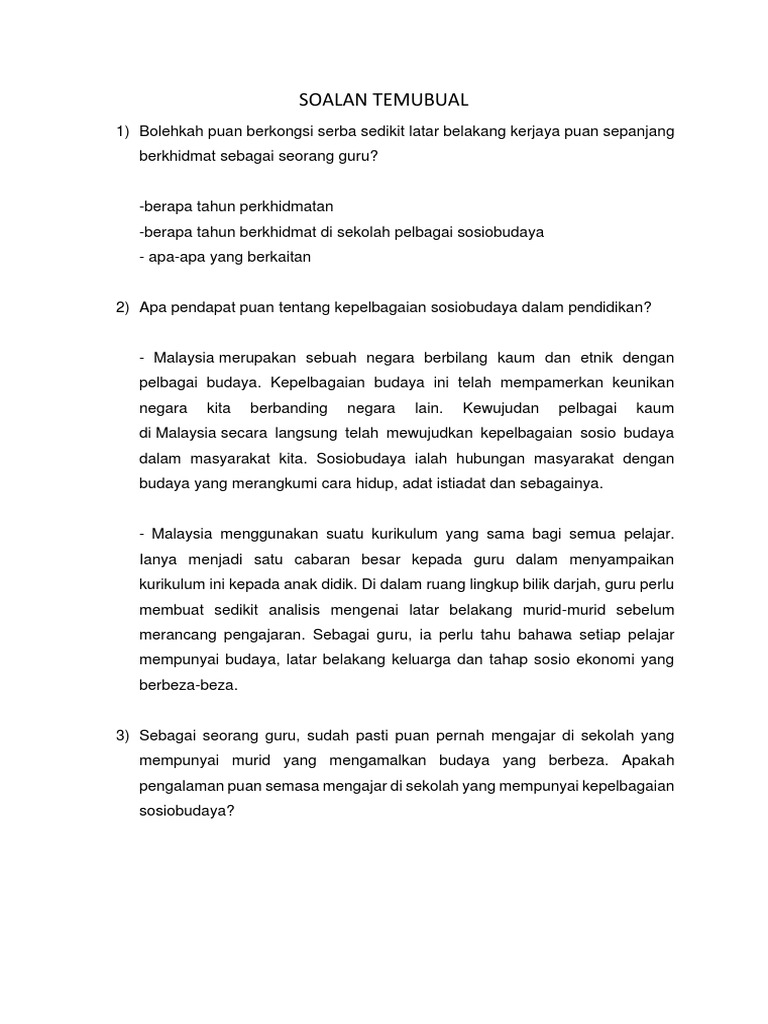Soalan Temubual Pdf
