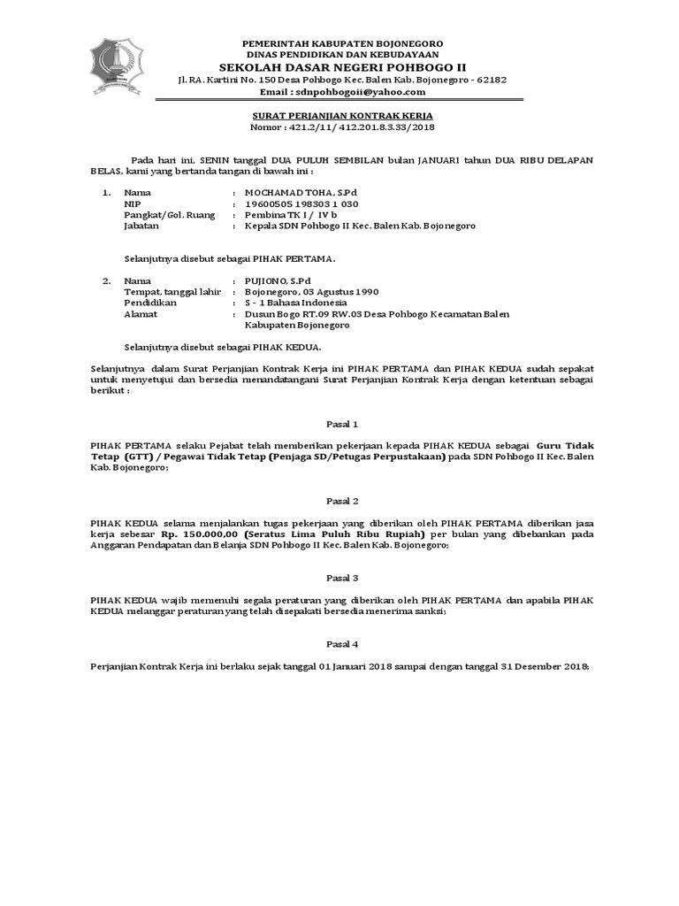 Surat Kontrak Kerja Pdf